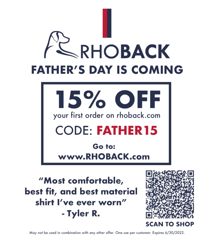 Fathers day postcard advertising with discounted offer for shirts